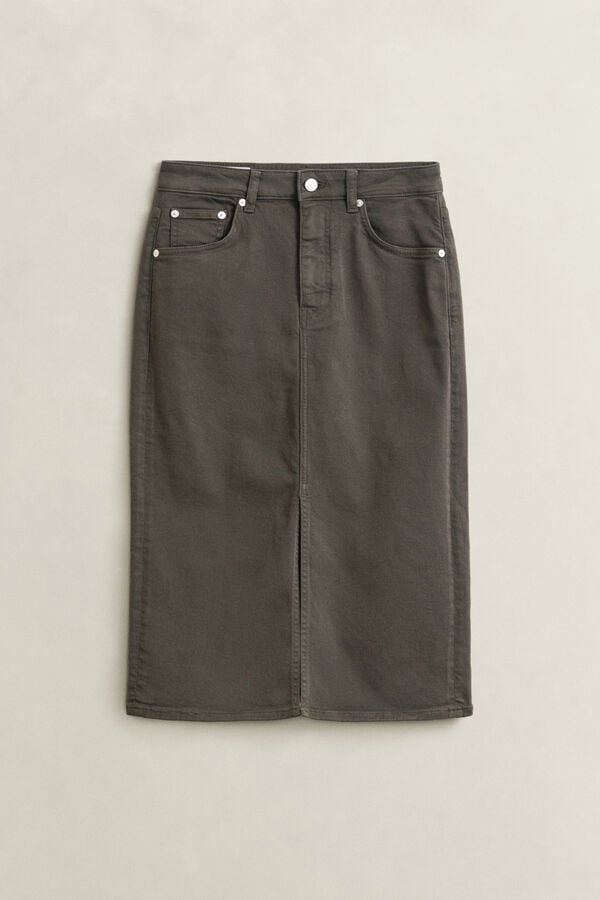 Twill Colored Pencil Skirt — DARK MOSS GREEN