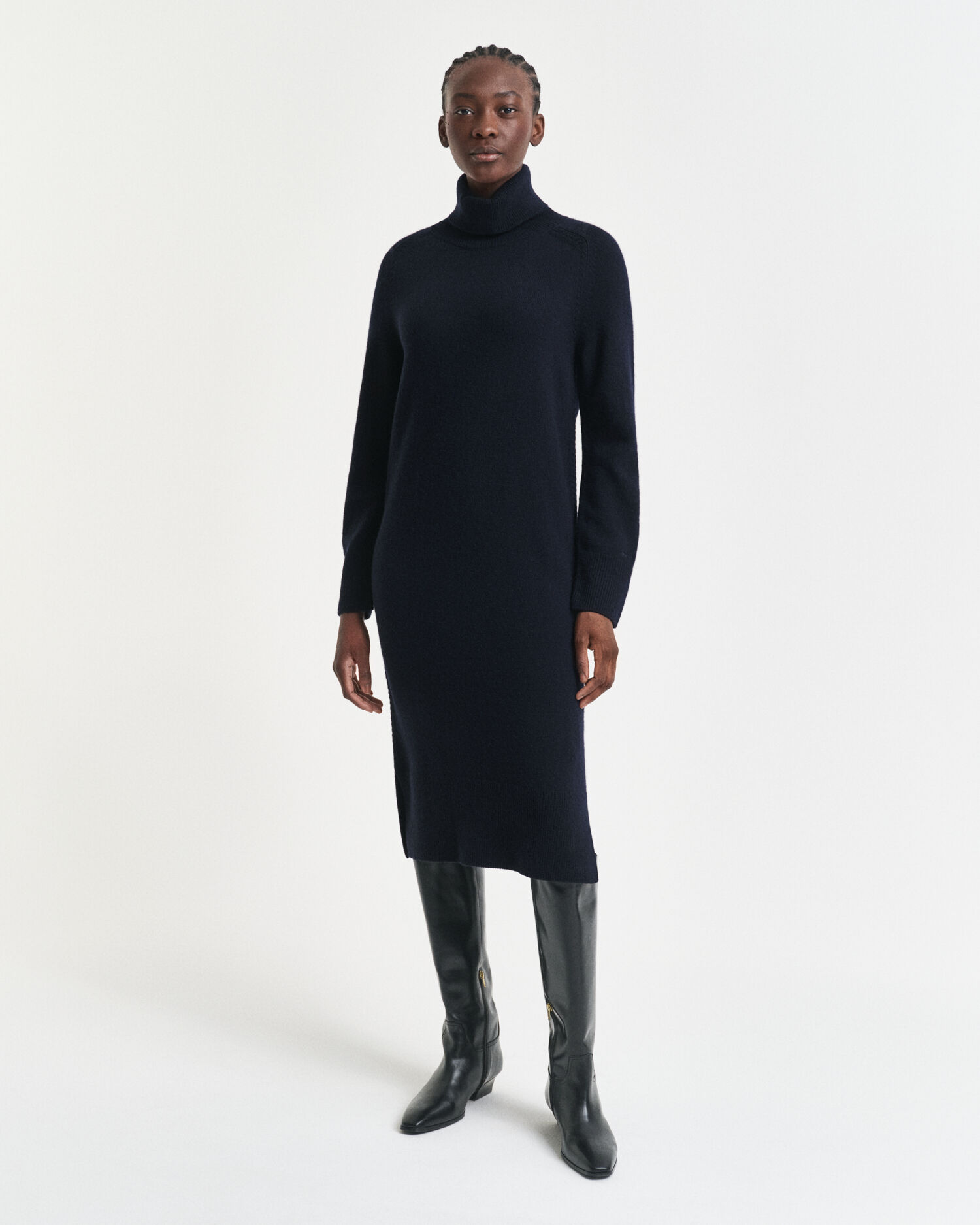 Knit Detail Turtleneck Dress - GANT