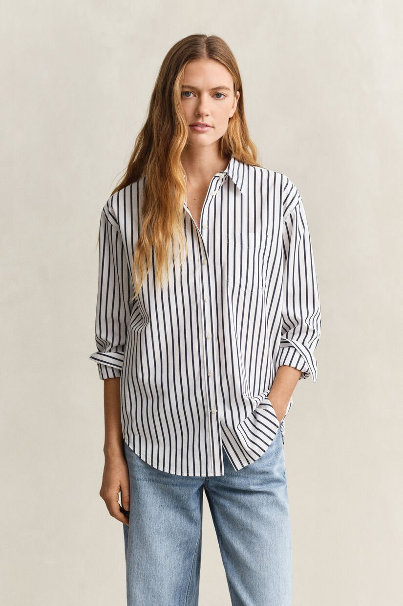 Relaxed Fit Classic Striped Poplin Shirt