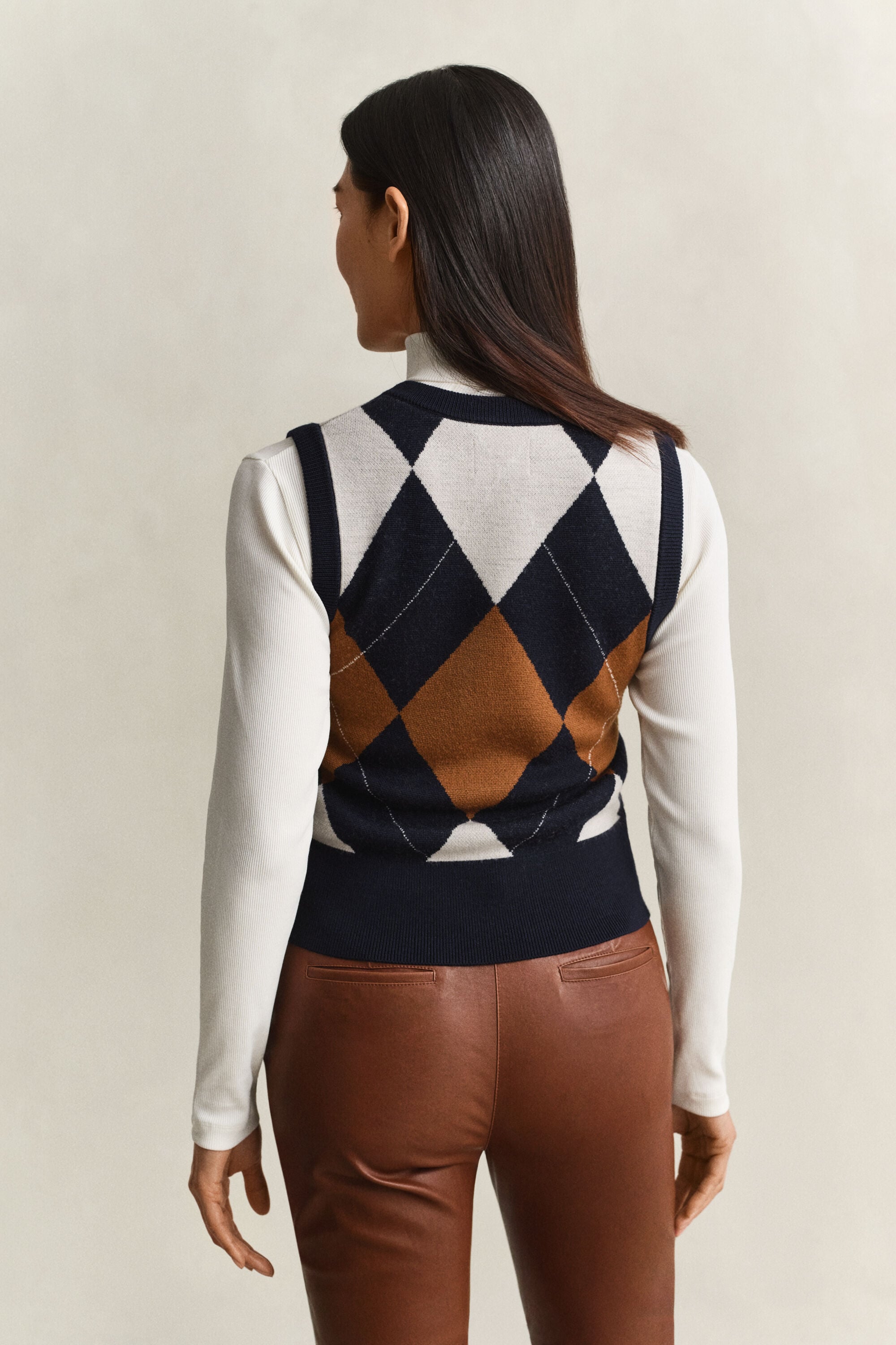 Knitted Wool Argyle Vest
