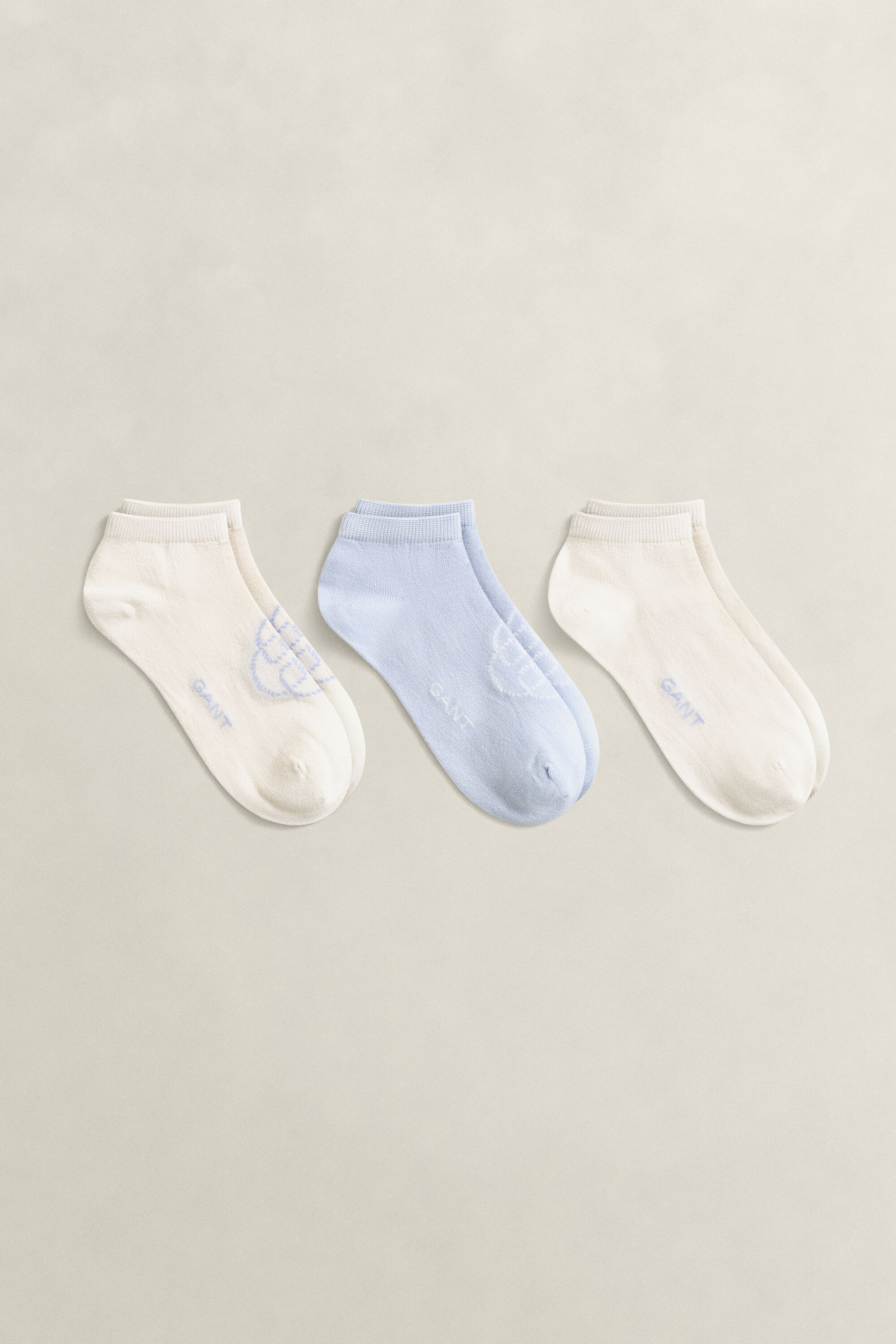 3-Pack Monogram & Solid Ankle Socks