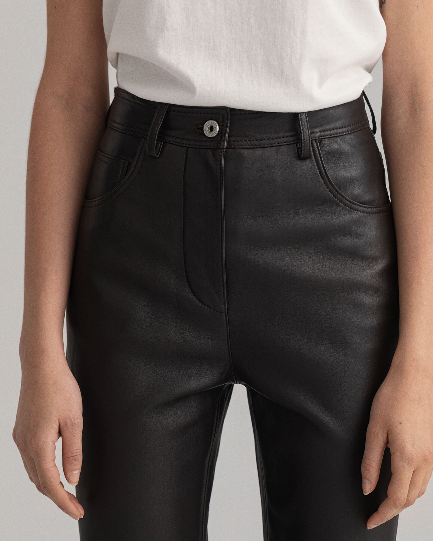 High-Waisted Cropped Leather Pants