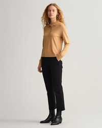 Detail Collar Long Sleeve Piqu&eacute; Polo Shirt