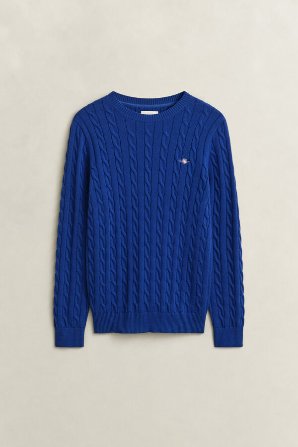 Classic Cable Knit Sweater — CRISP BLUE