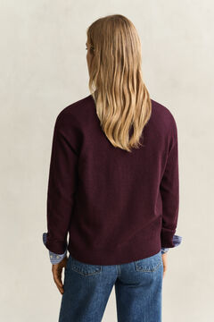 Superfine Lambswool Cardigan — DARKENED WINE 2