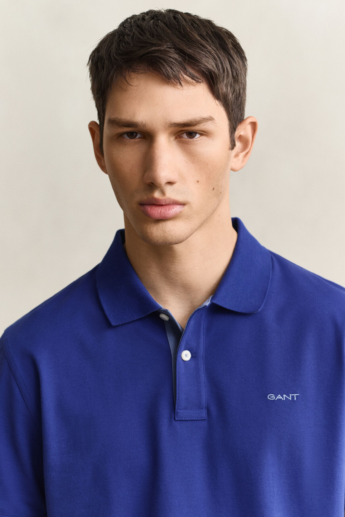 Contrast Piqué Polo Shirt — CRISP BLUE
