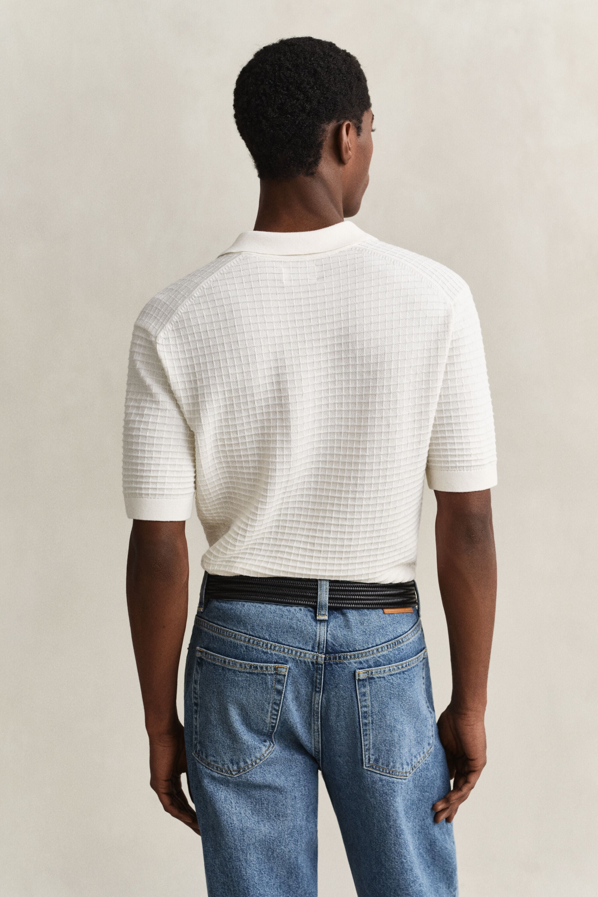 Textured Polo Sweater
