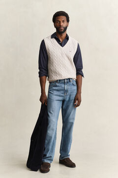 Lambswool Cable Knit Vest — CLAY BEIGE 5
