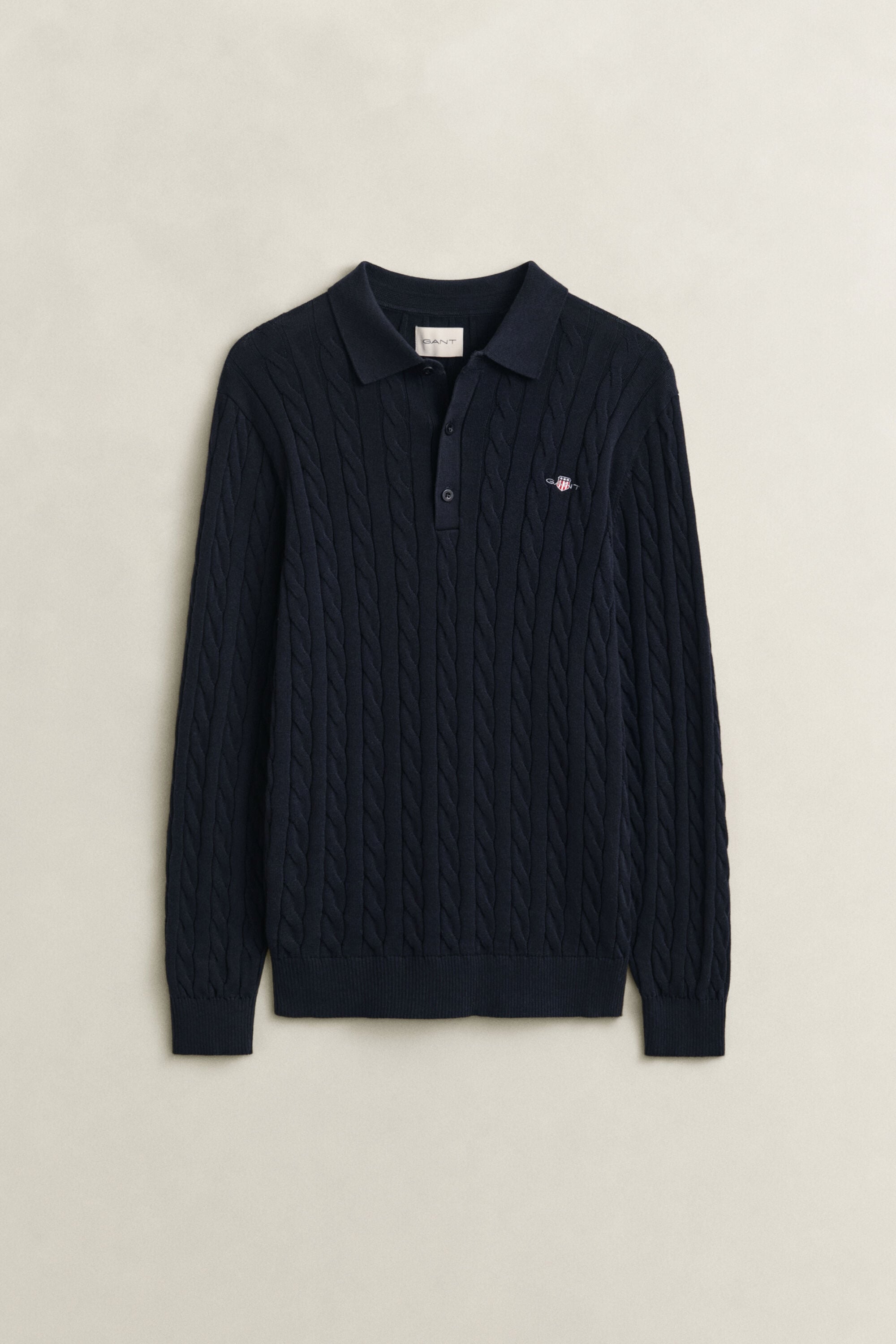 Cotton Cable Knit Polo Sweater
