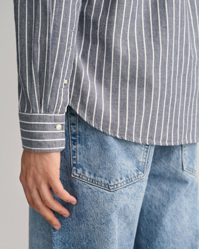 Regular Fit Striped Brushed Oxford Shirt - GANT