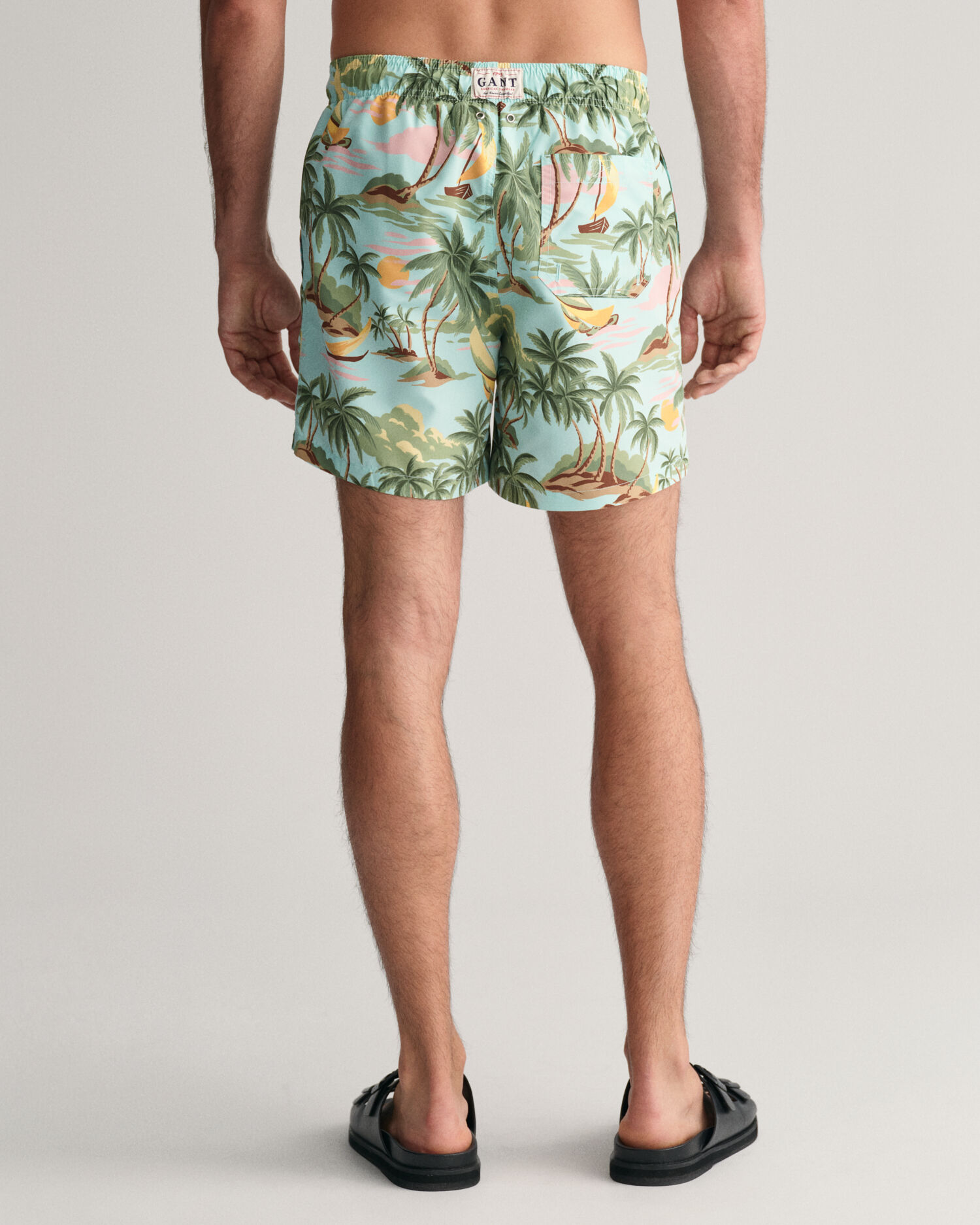Palm Print Tech Swim Shorts