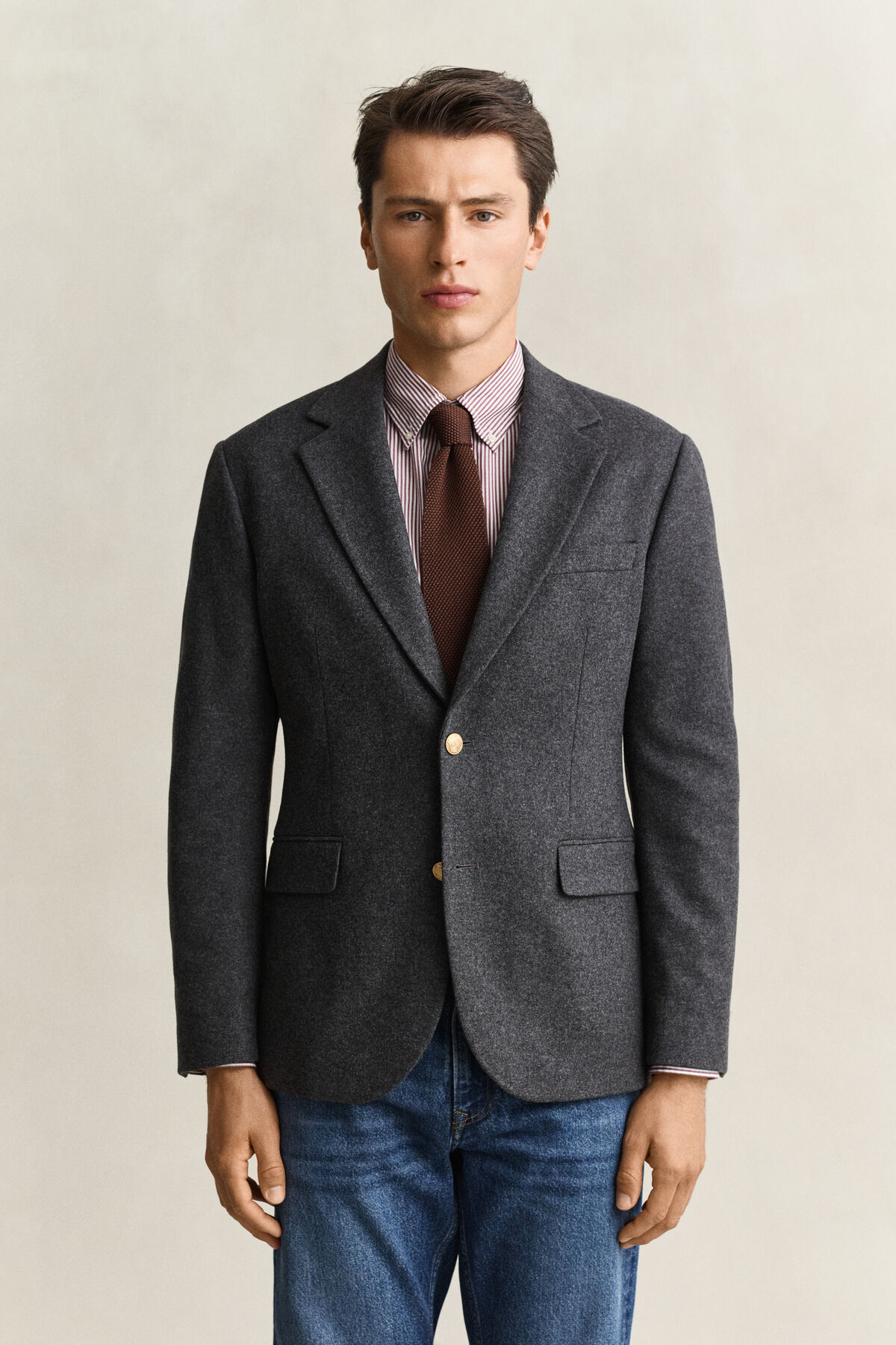 Classic Flannel Wool Club Blazer — DUSKY ANTHRACITE