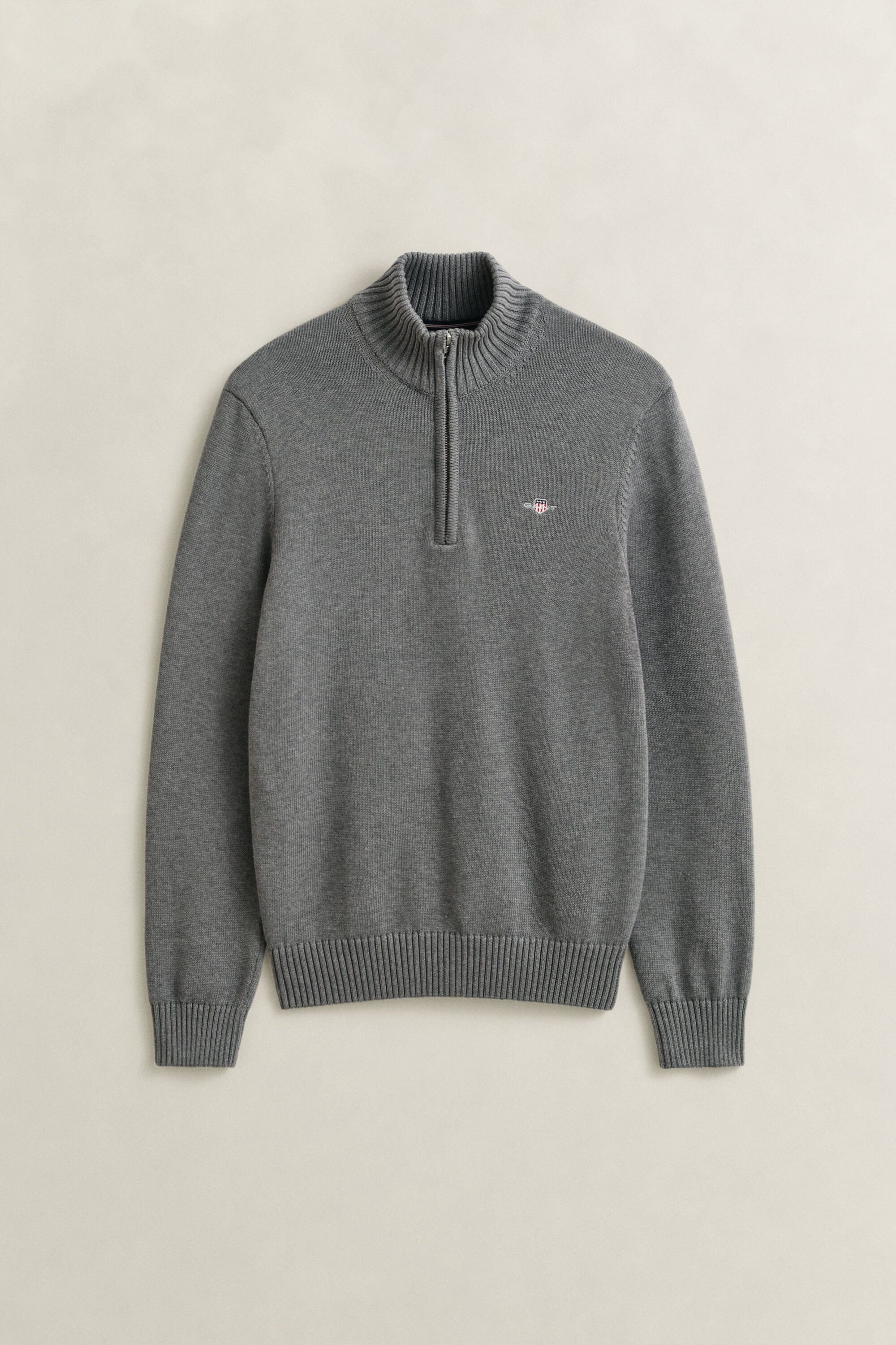 Casual Cotton Half-Zip Sweater — DARK GREY MELANGE