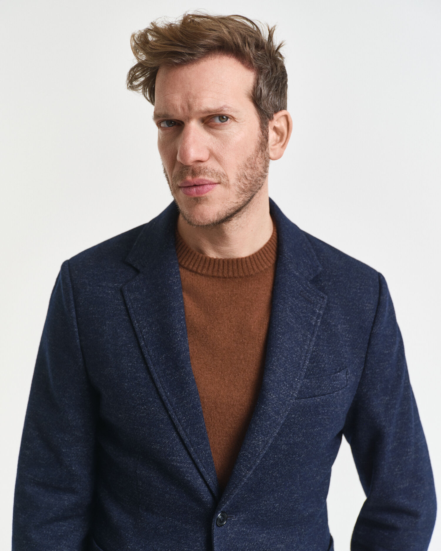 Two-Tone Wool Cotton Jersey Blazer