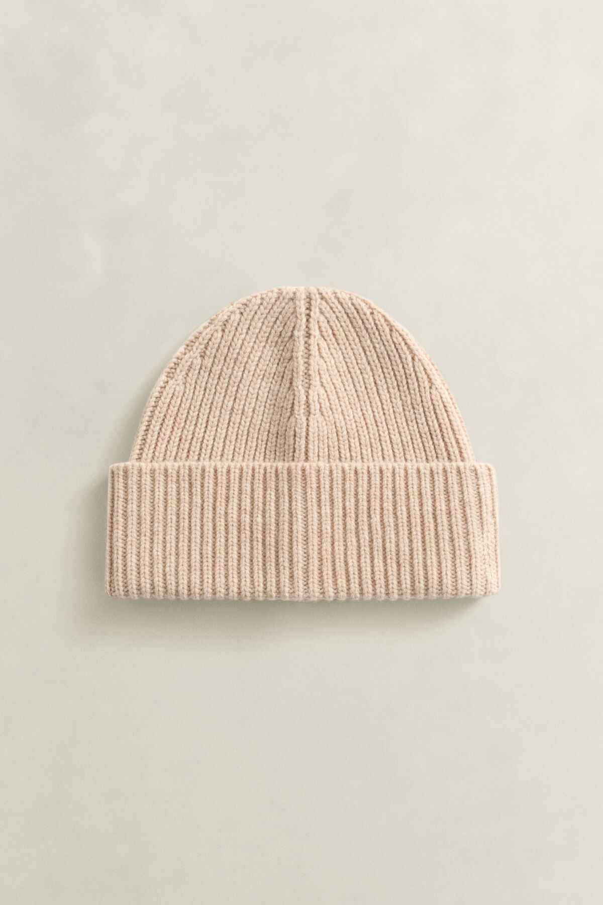 Ribbed Wool Cashmere Blend Beanie — LIGHT BEIGE MELANGE