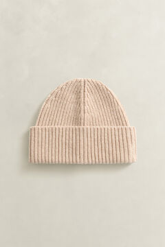 Ribbed Wool Cashmere Blend Beanie — LIGHT BEIGE MELANGE 2