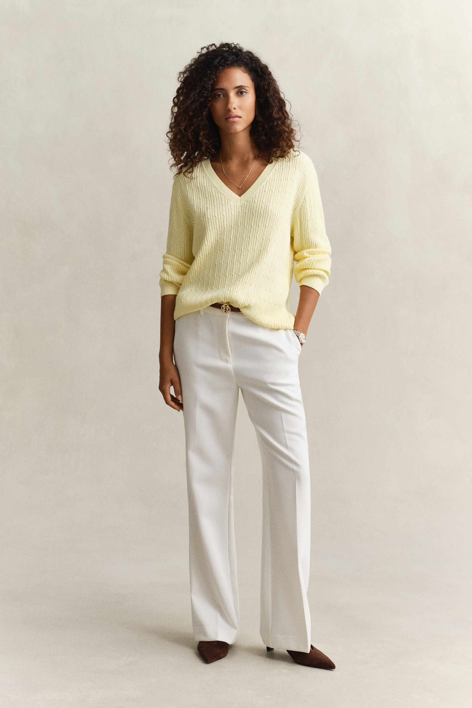 Cable Knit V-Neck Sweater