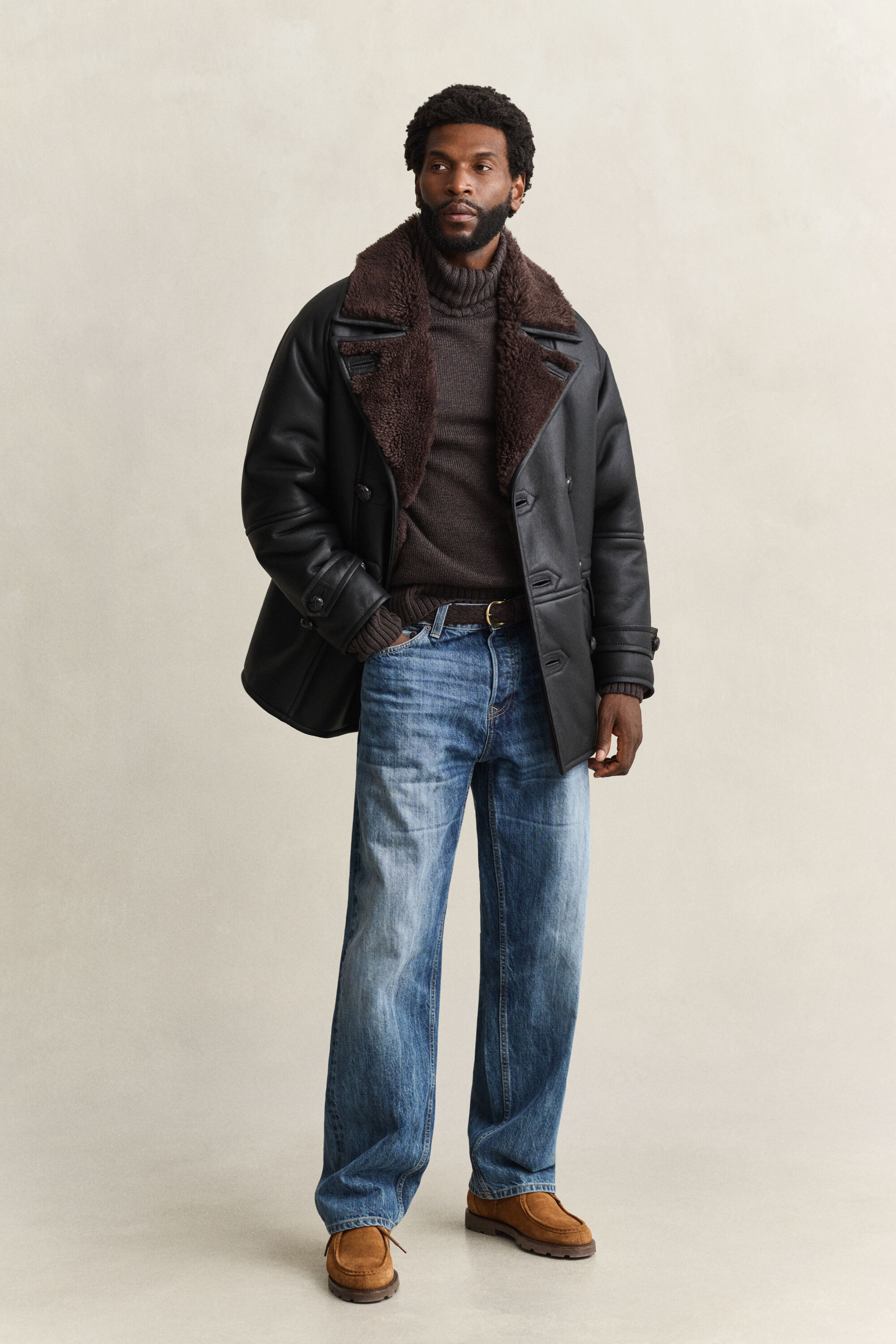 Wool Mouliné Blend Turtleneck Sweater