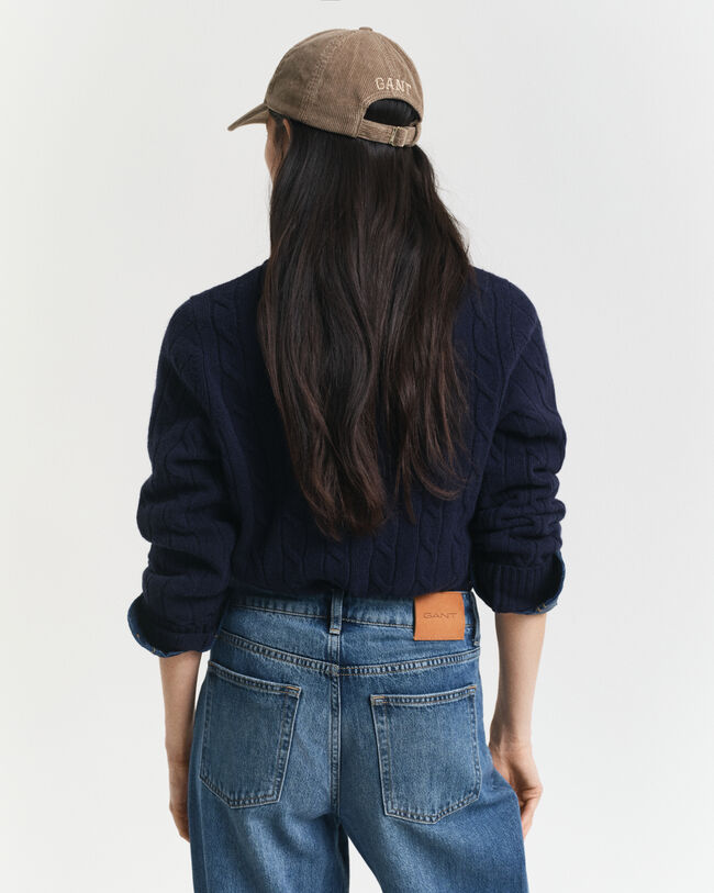 Lambswool Cable Knit Crew Neck Sweater