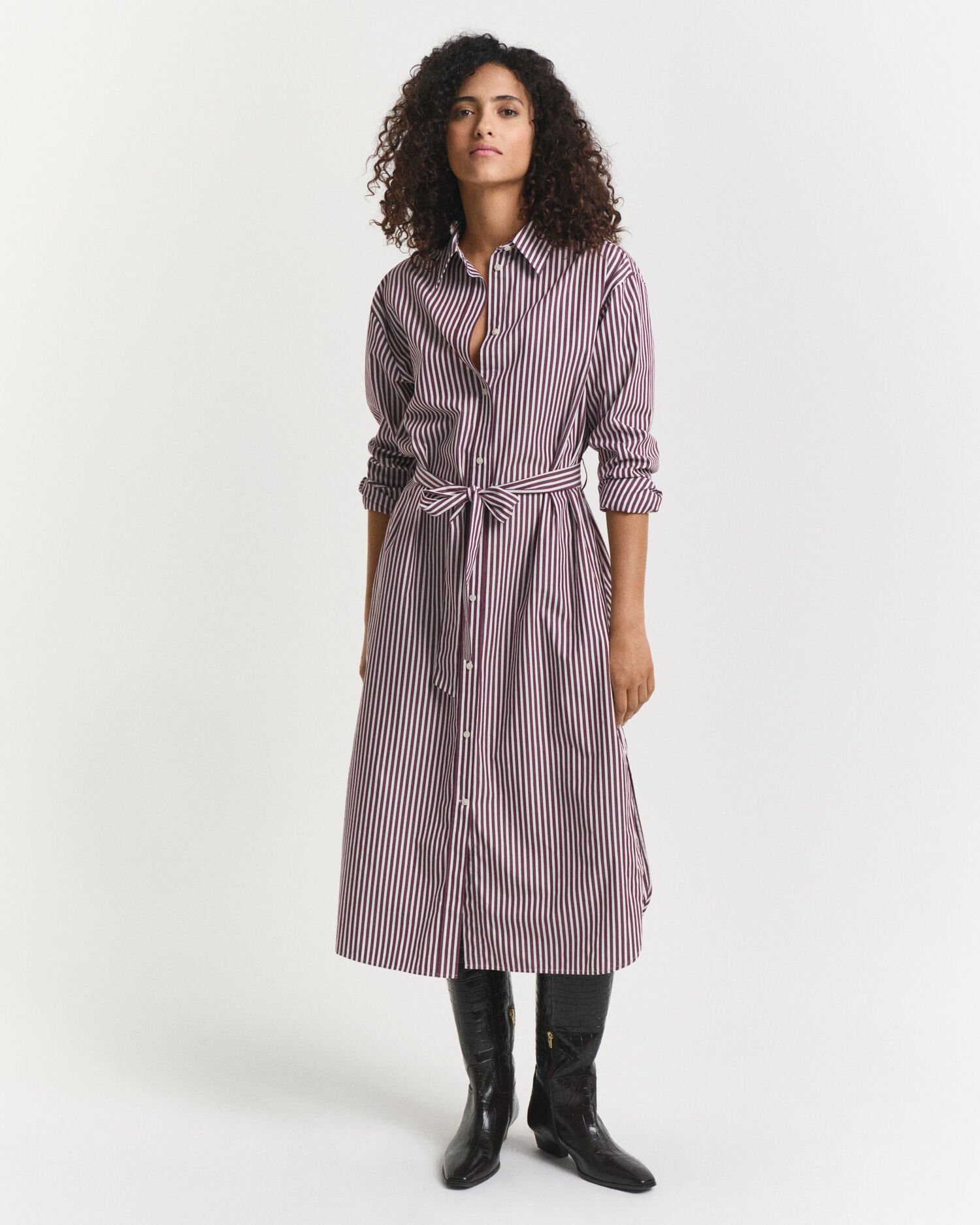 Belted Classic Poplin Shirt Dress