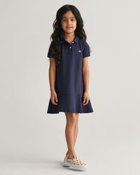 Girls Short Sleeve Piqu&eacute; Flounce Dress