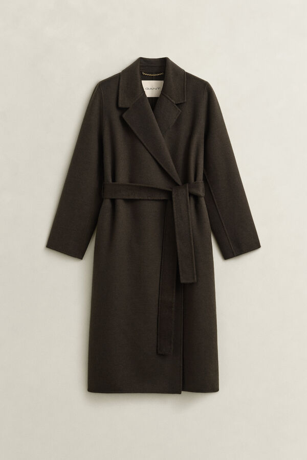 Handstitched Belted Coat — DARK MOSS GREEN