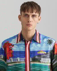 Relaxed Fit Scenery Silk Short Sleeve Shirt