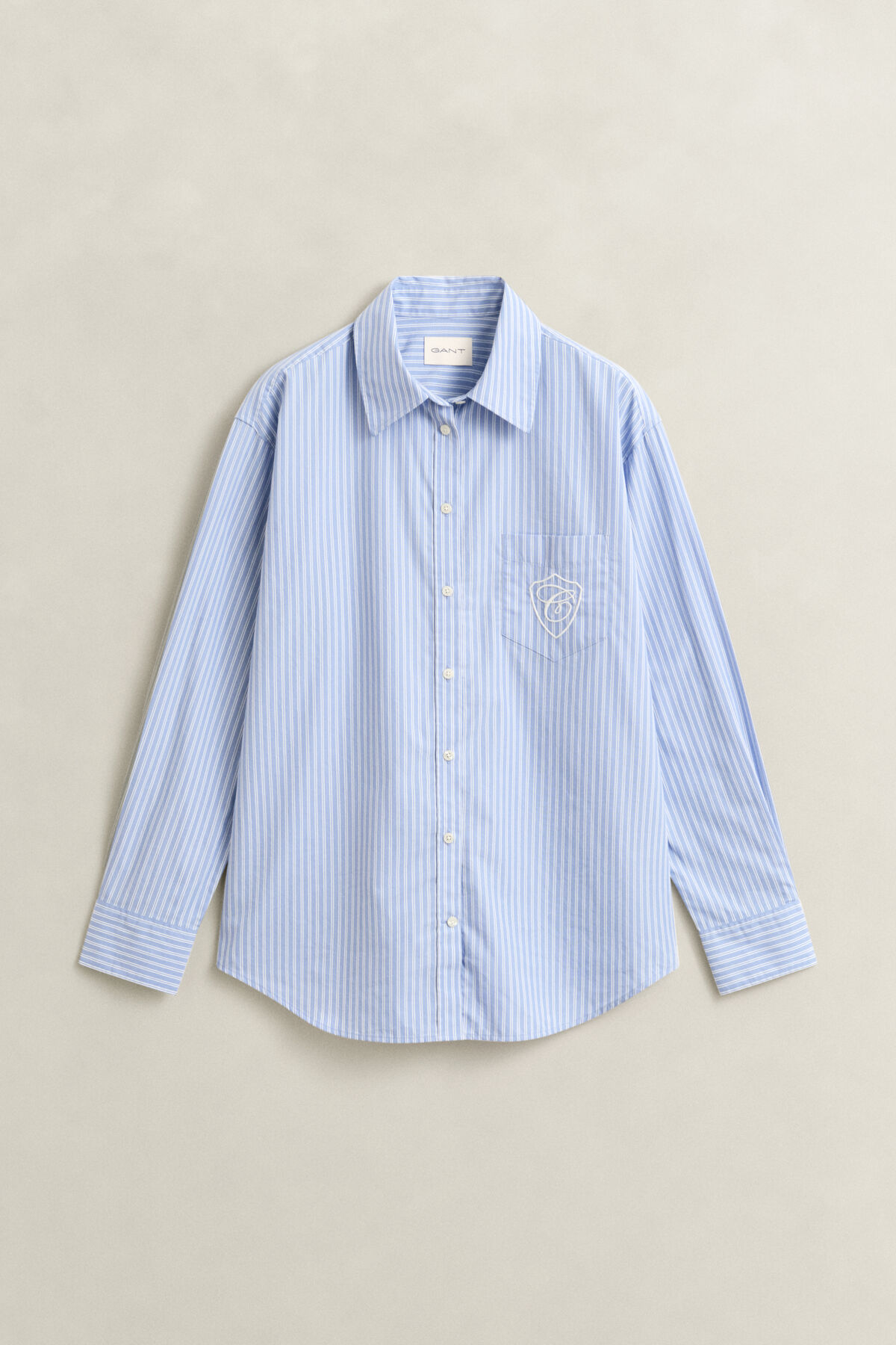 Relaxed Fit Striped Classic Poplin Shirt — MISTY LAVENDER