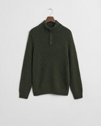Wool Blend Nepps Half-Buttoned Sweater