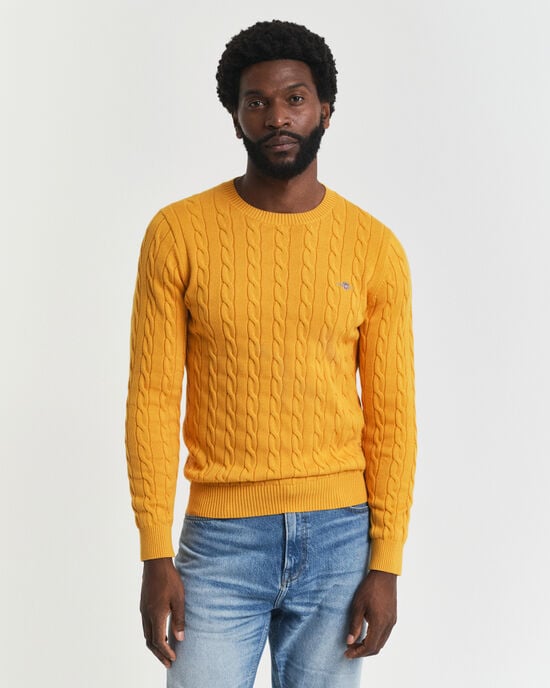 Cotton Cable Knit Crew Neck Sweater