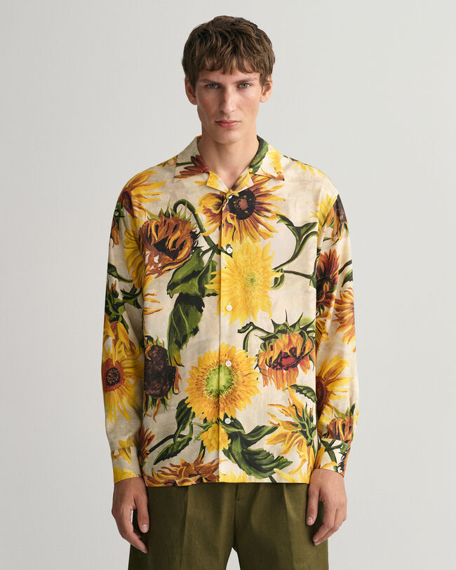 Lima Andre steder Anonym Relaxed Fit Sunflower Print Silk Shirt - GANT