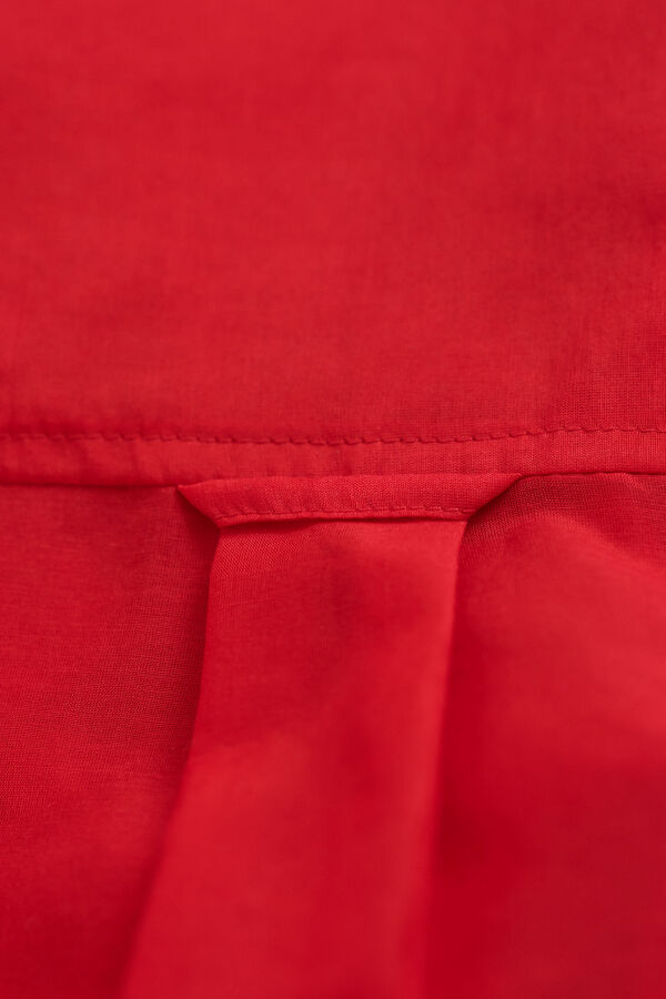 Cotton Silk Bow Tie Shirt — RUBY RED