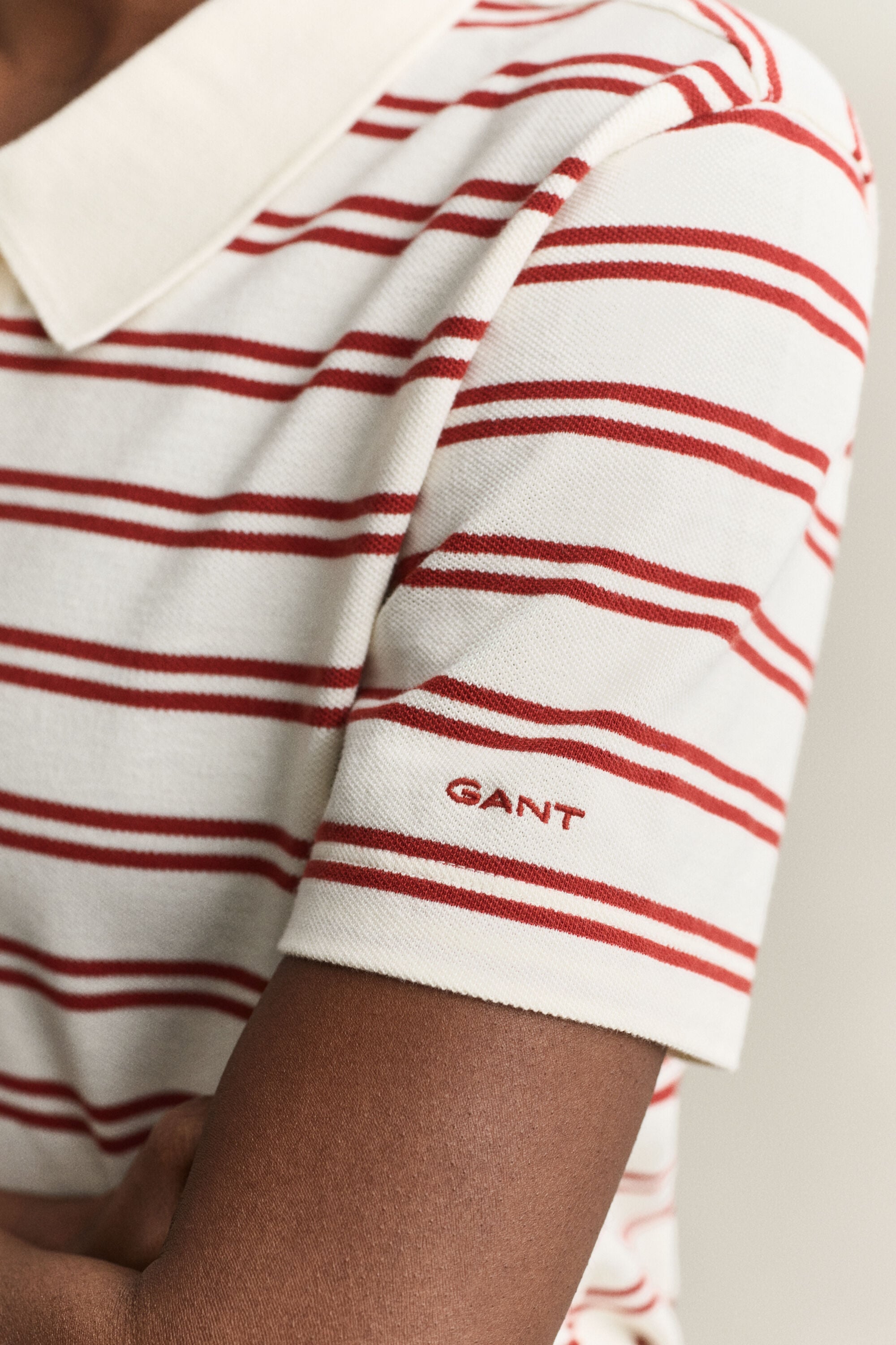 Striped Piqué Polo Top