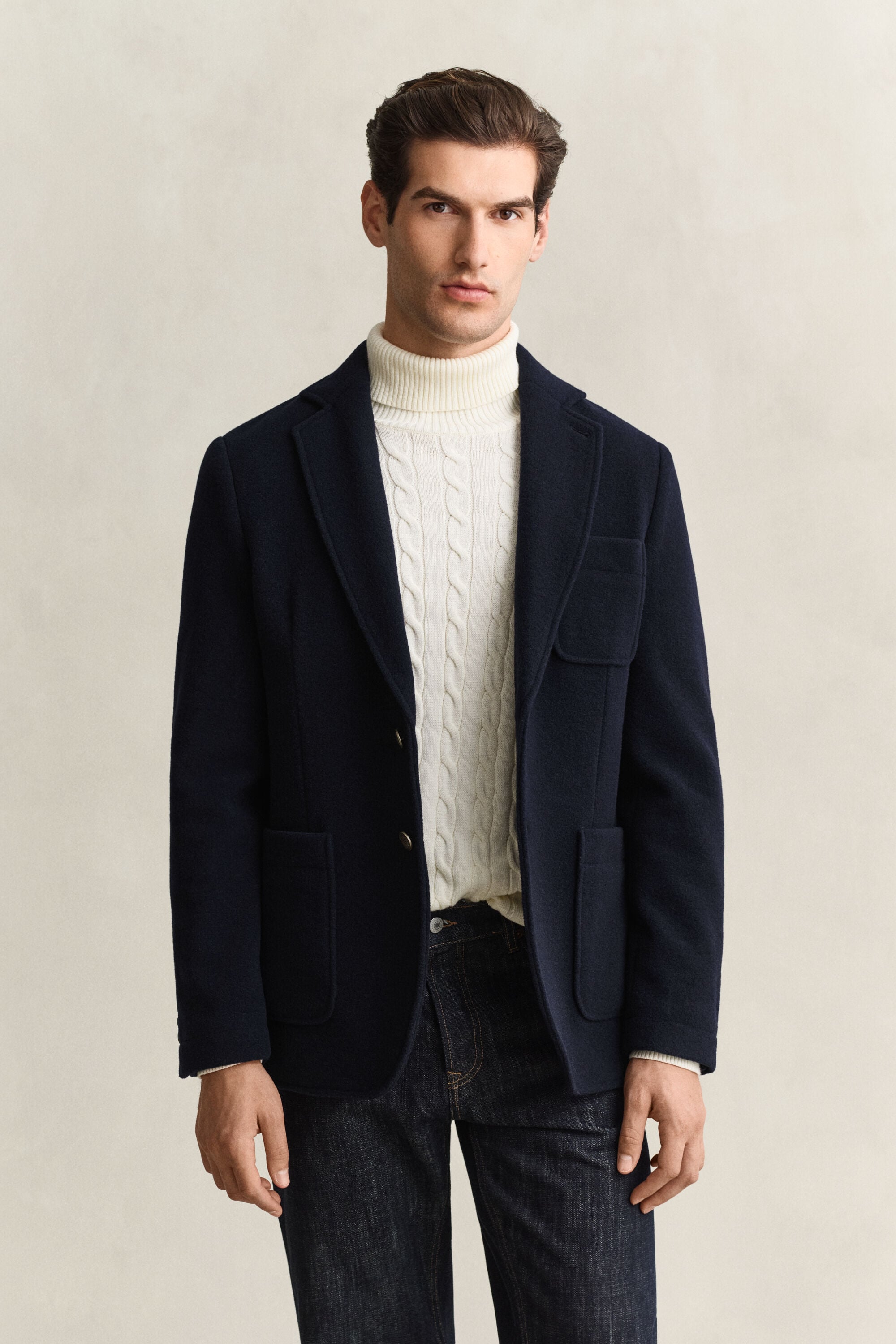 Felted Wool Club Blazer — EVENING BLUE