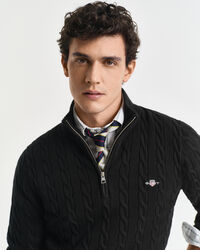 Cotton Cable Knit Half-Zip Sweater