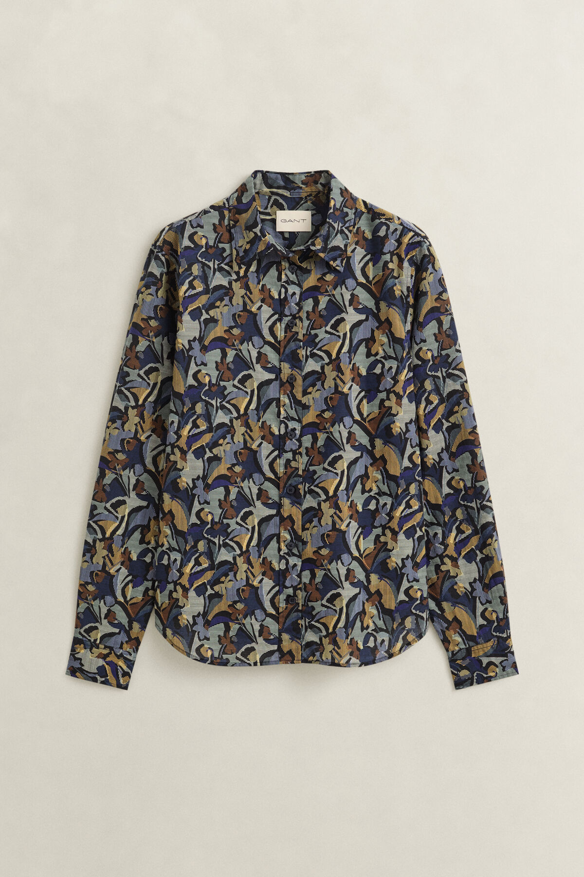 Printed Cotton Voile Shirt — EVENING BLUE