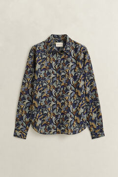 Printed Cotton Voile Shirt — EVENING BLUE 1