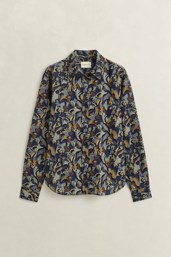Printed Cotton Voile Shirt — EVENING BLUE