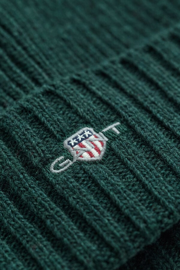 Shield Wool Beanie — TARTAN GREEN