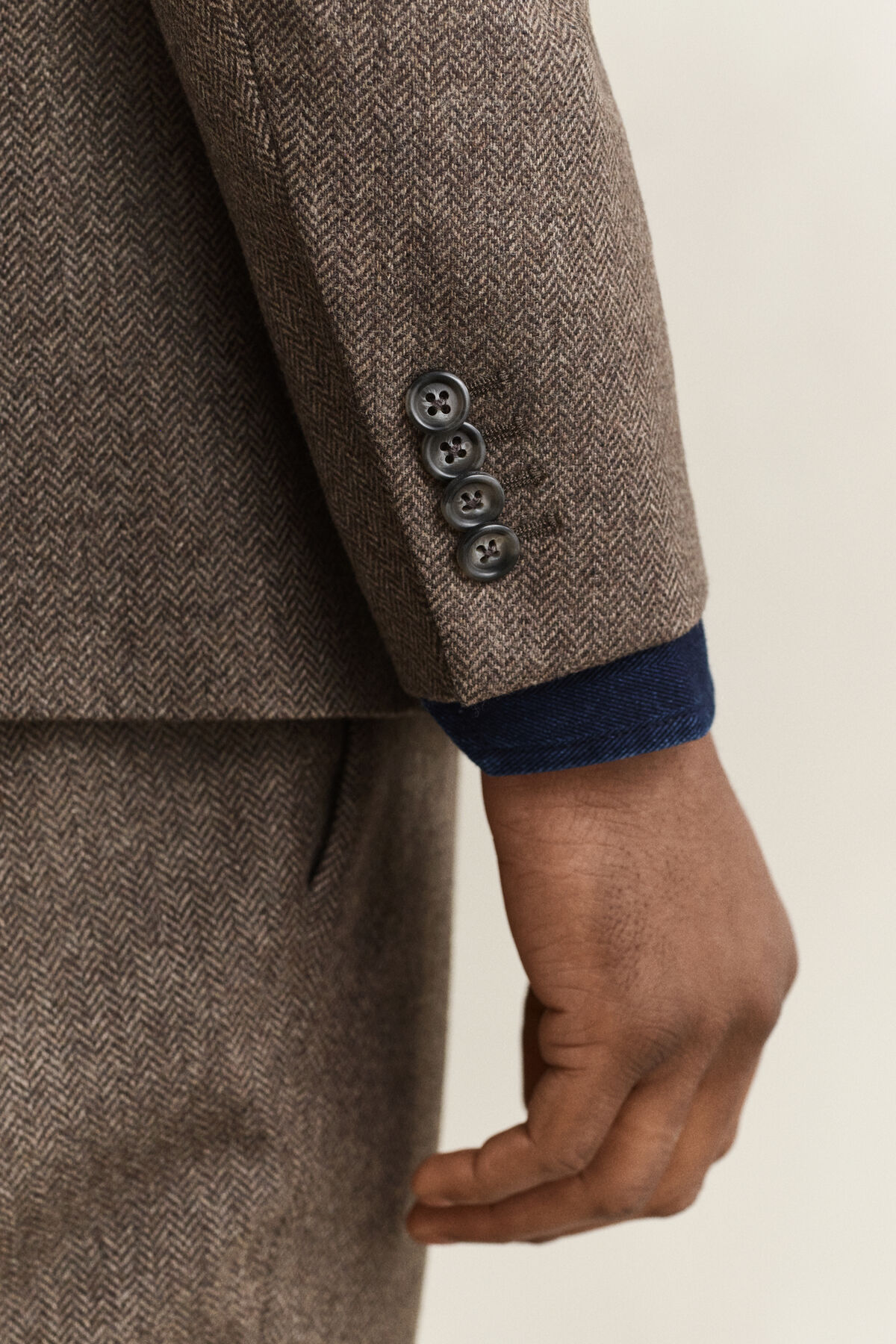 Wool Herringbone Suit Jacket — BLACK BROWN