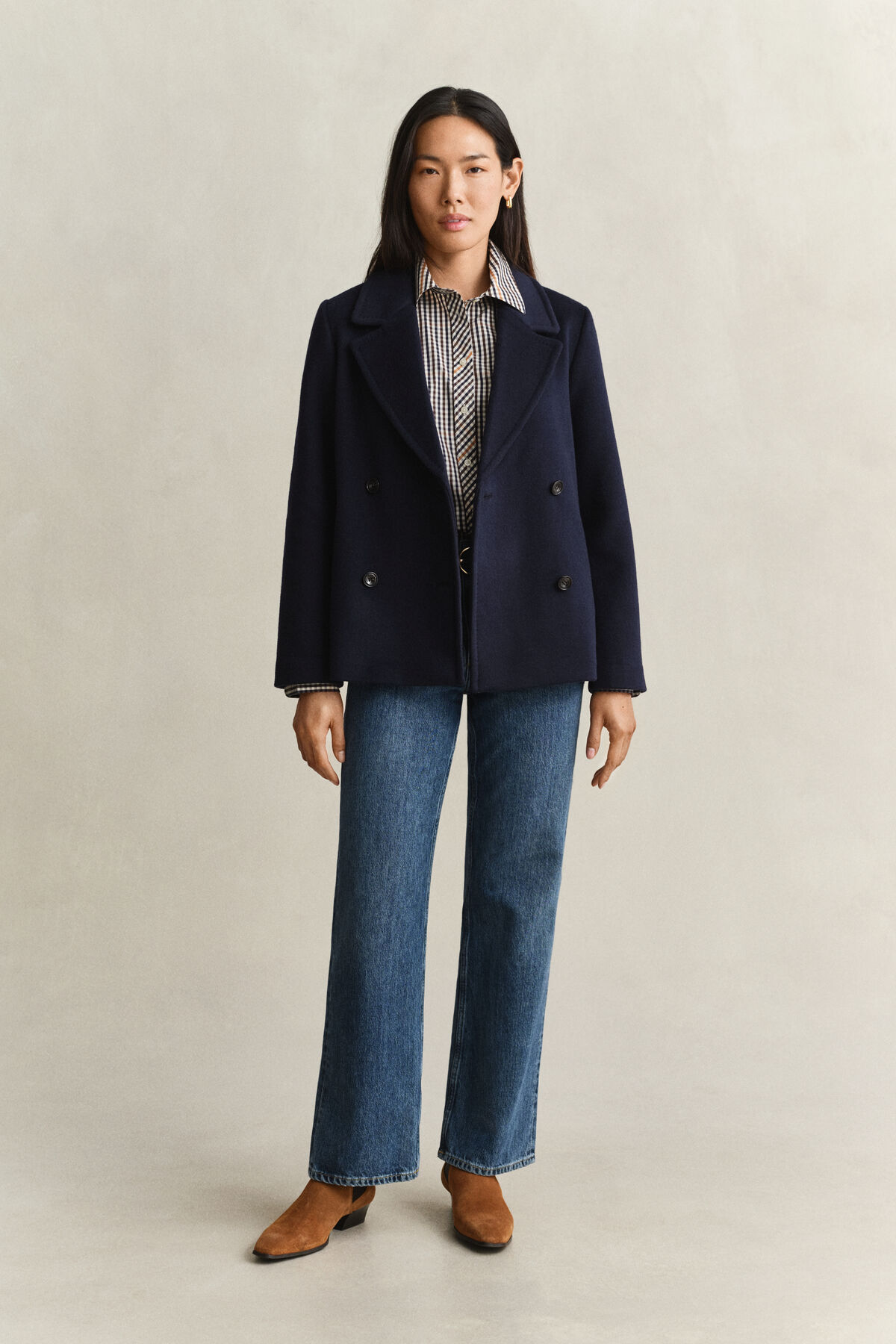 Wool Blend Peacoat — EVENING BLUE
