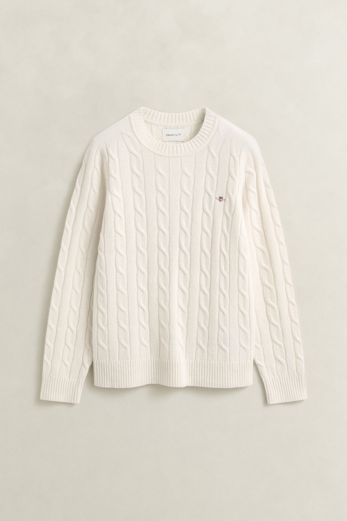 Lambswool Cable Knit Sweater — CREAM
