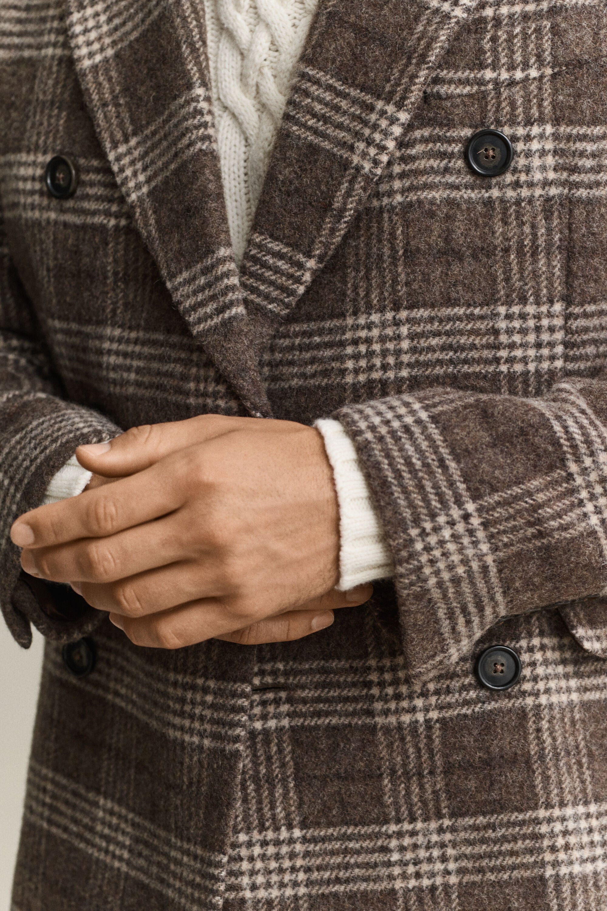 Double Breasted Wool Coat — SHADOW BROWN