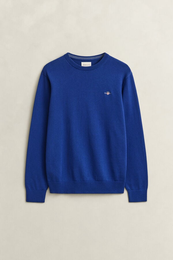 Cotton Crew Neck Sweater — CRISP BLUE