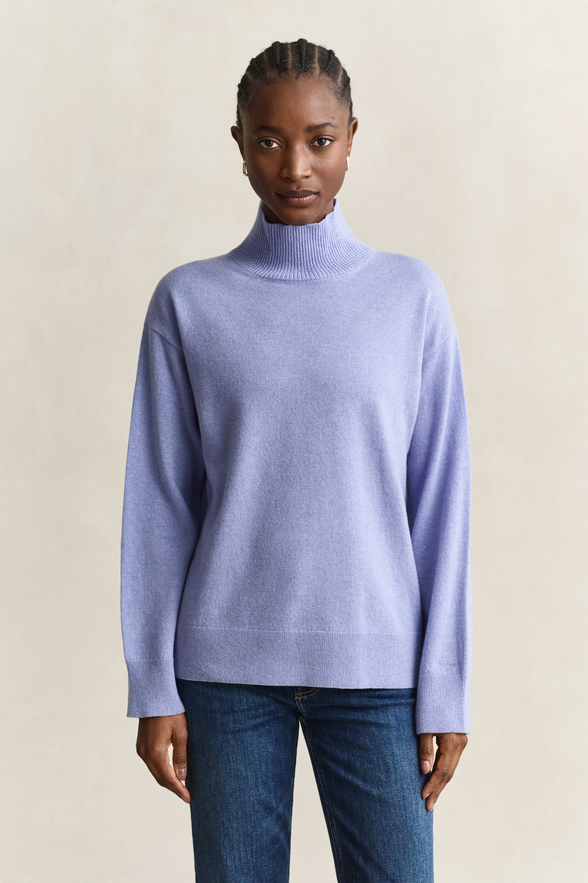 Superfine Lambswool Mock Neck Sweater