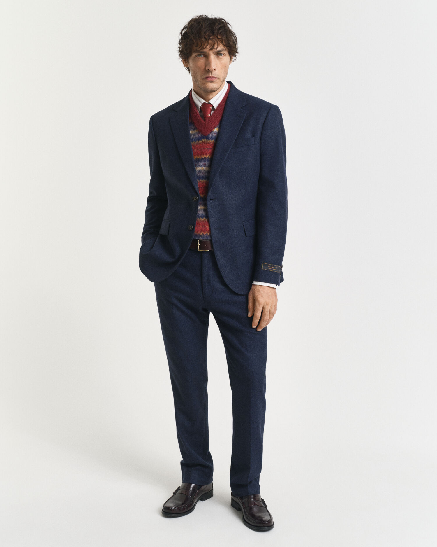 Slim Fit Flannel Herringbone Suit Pants