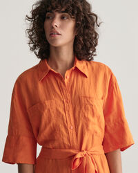 Linen Short Sleeve Shirt Dress