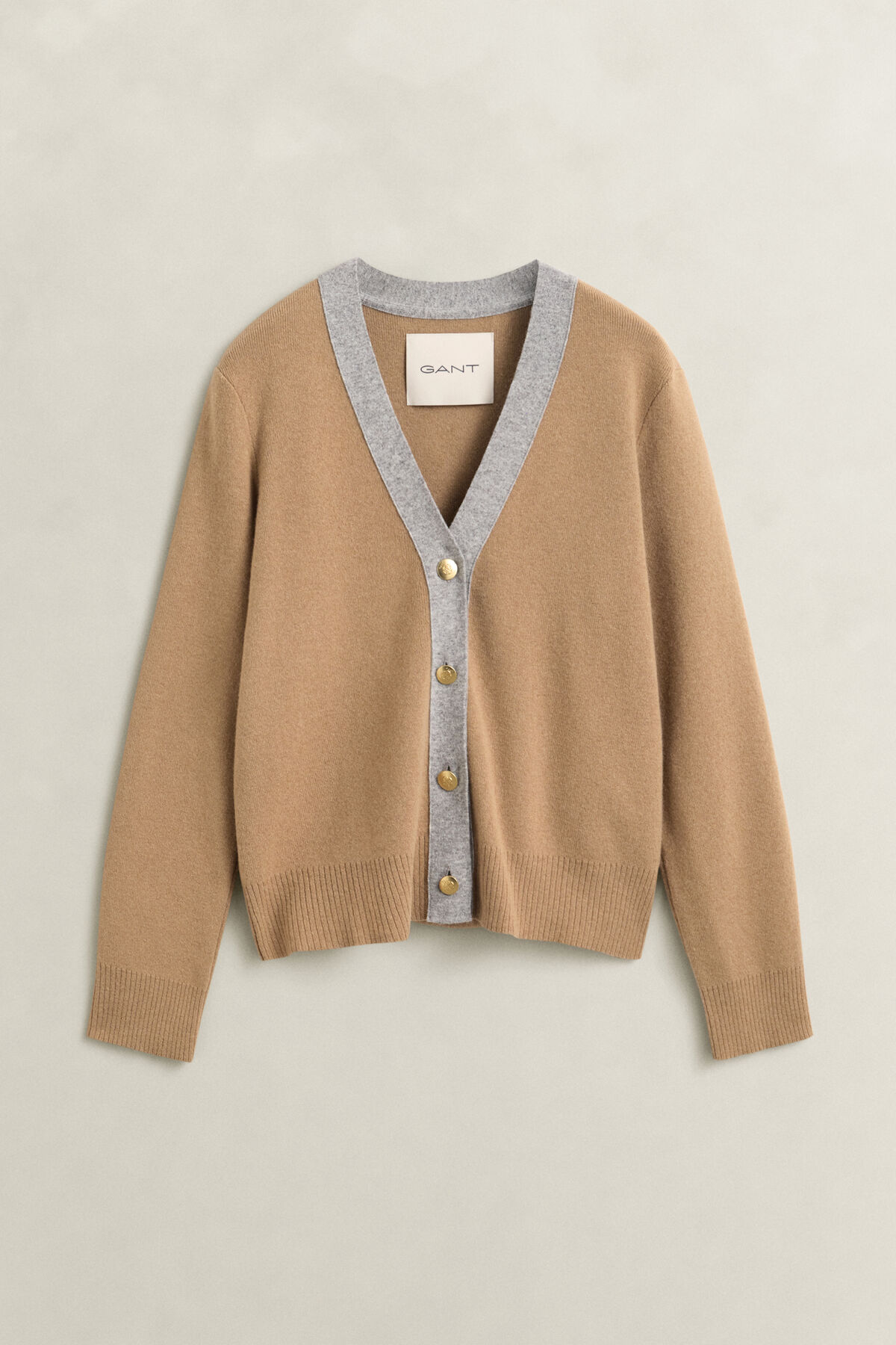 Contrast Cardigan — WARM KHAKI