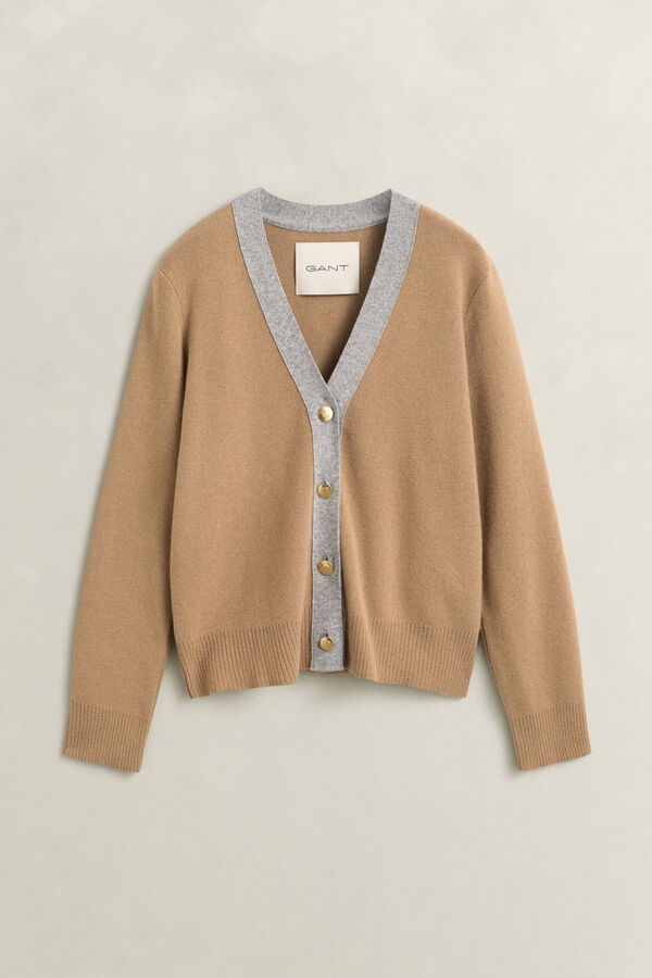 Contrast Cardigan — WARM KHAKI