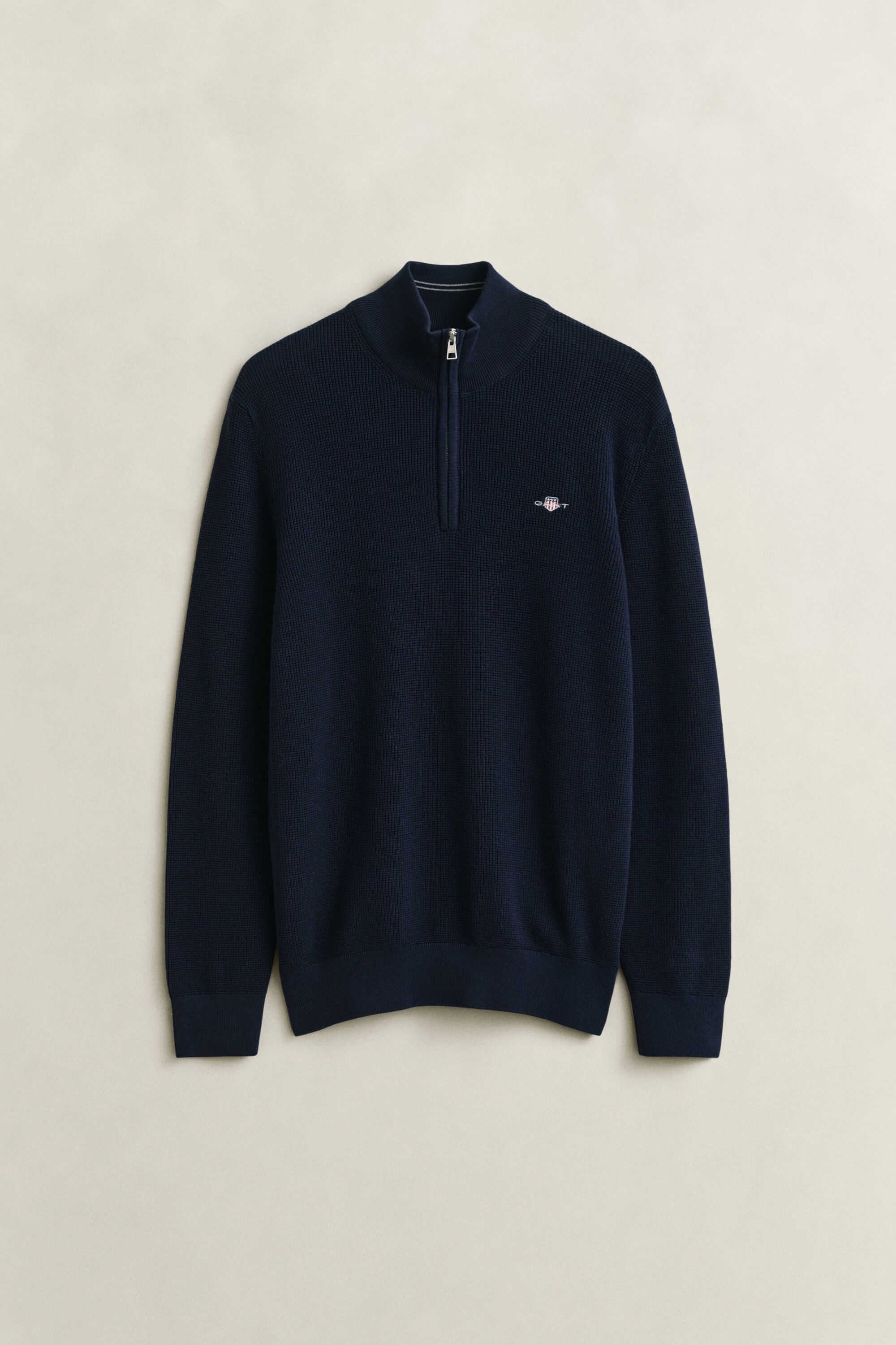 Textured Cotton Half-Zip Sweater